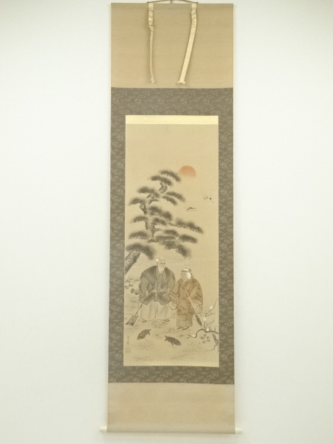 JAPANESE HANGING SCROLL / HAND PAINTED / TAKASAGO NOH PLAY 